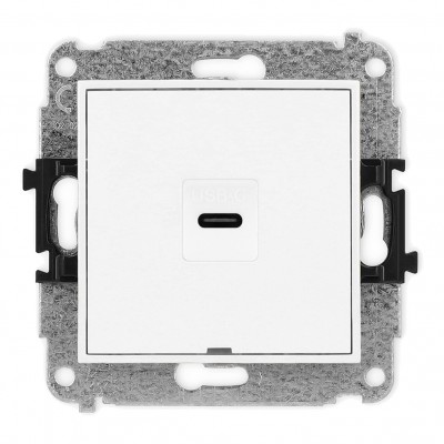 Mechanizm gniazda pojedynczego 1xUSB C-C, bez pola opisowego Biały MGUSBBO-7 Karlik MINI