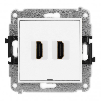 Mechanizm gniazda podwójnego HDMI 2.0, bez pola opisowego Biały MHDMIBO-4 Karlik MINI