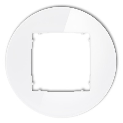 Karlik ICON 0-0-IRSO-1 Ramka uniwersalna pojedyncza okrągła - efekt szkła (ramka: biała, spód: biały) Efekt Szkła - Biały - Podstawa Biała