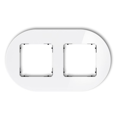 Karlik ICON 0-12-IRSO-2 Ramka uniwersalna podwójna okrągła - efekt szkła (ramka: biała, spód: czarny) Efekt Szkła - Biały - Podstawa Czarna