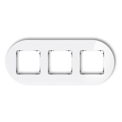 Karlik ICON 0-12-IRSO-3 Ramka uniwersalna potrójna okrągła - efekt szkła (ramka: biała, spód: czarny) Efekt Szkła - Biały - Podstawa Czarna