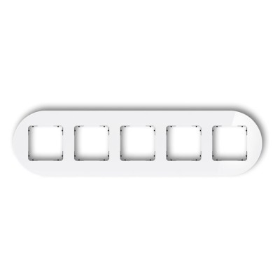 Karlik ICON 0-12-IRSO-5 Ramka uniwersalna pięciokrotna okrągła - efekt szkła (ramka: biała, spód: czarny) Efekt Szkła - Biały - Podstawa Czarna