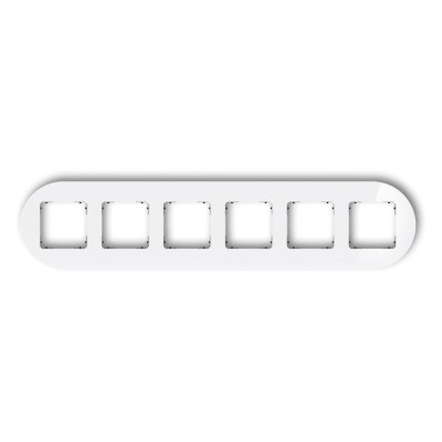 Karlik ICON 0-12-IRSO-6 Ramka uniwersalna sześciokrotna okrągła - efekt szkła (ramka: biała, spód: czarny) Efekt Szkła - Biały - Podstawa Czarna