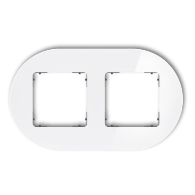 Karlik ICON 0-28-IRSO-2 Ramka uniwersalna podwójna okrągła - efekt szkła (ramka: biała, spód: grafitowy mat) Efekt Szkła - Biały - Podstawa Grafitowy Mat
