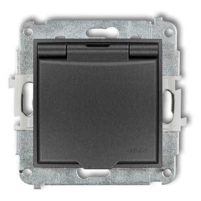 Karlik ICON 11IGPB-1zp Mechanizm gniazda bryzgoszczelnego z uziemieniem 2P+Z (klapka grafitowa, przesłony torów prądowych) Grafitowy