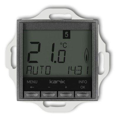 Karlik ICON 11IRT-3.1 Mechanizm uniwersalnego elektronicznego tygodniowego regulatora temperatury (podświetlenie białe) Grafitowy