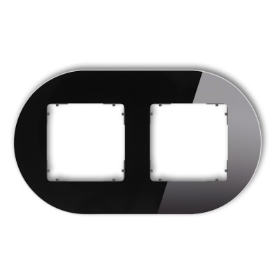 Karlik ICON 12-28-IRSO-2 Ramka uniwersalna podwójna okrągła - efekt szkła (ramka: czarna, spód: grafitowy mat) Efekt Szkła - Czarny - Podstawa Grafitowy Mat