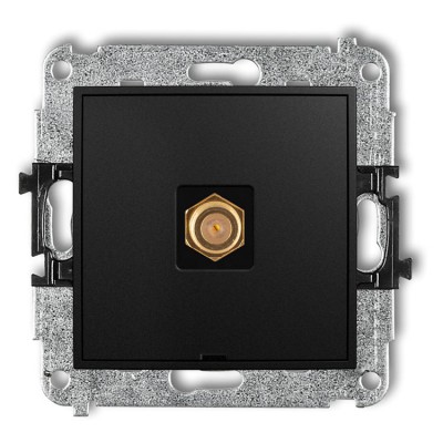 Karlik ICON 12IGFBO-1.1 Mechanizm gniazda antenowego pojedynczego typu F (SAT) pozłacany, bez pola opisowego Czarny Mat