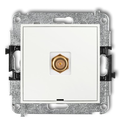 Karlik ICON 25IGFBO-1.1 Mechanizm gniazda antenowego pojedynczego typu F (SAT) pozłacany, bez pola opisowego Biały Mat