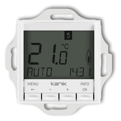 Karlik ICON 25IRT-3.2 Mechanizm uniwersalnego elektronicznego tygodniowego regulatora temperatury (podświetlenie niebieskie) Biały Mat