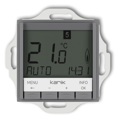 Karlik ICON 27IRT-3.2 Mechanizm uniwersalnego elektronicznego tygodniowego regulatora temperatury (podświetlenie niebieskie) Szary Mat