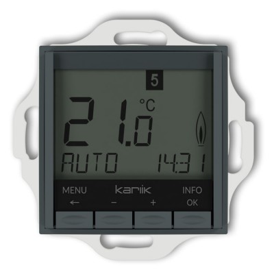Karlik ICON 28IRT-3.1 Mechanizm uniwersalnego elektronicznego tygodniowego regulatora temperatury (podświetlenie białe) Grafitowy Mat