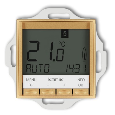 Karlik ICON 29IRT-3.2 Mechanizm uniwersalnego elektronicznego tygodniowego regulatora temperatury (podświetlenie niebieskie) Złoty