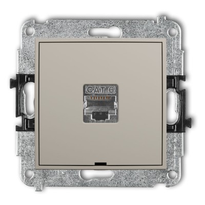 Karlik ICON 60IGKBO-1e Mechanizm gniazda komputerowego pojedynczego 1xRJ45, kat. 5e, ekranowany, 8-stykowy, bez pola opisowego Taupe