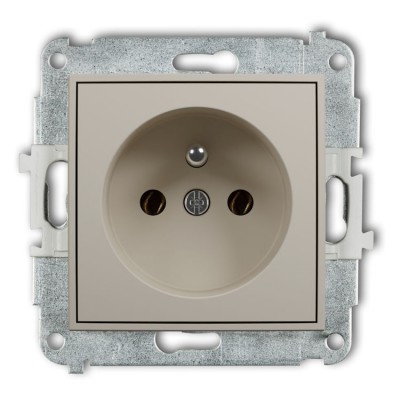 Karlik ICON 60IGP-1z Mechanizm gniazda pojedynczego z uziemieniem 2P+Z (bez przesłon torów prądowych) Taupe