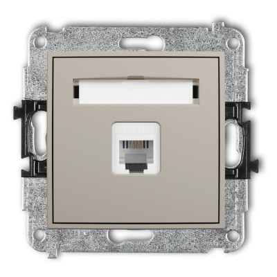 Karlik ICON 60IGT-1 Mechanizm gniazda telefonicznego pojedynczego 1xRJ11, 4-stykowy, beznarzędziowe Taupe
