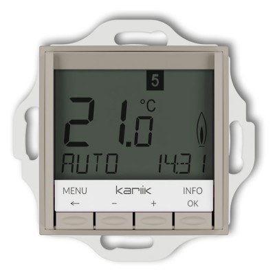 Karlik ICON 60IRT-3.1 Mechanizm uniwersalnego elektronicznego tygodniowego regulatora temperatury (podświetlenie białe) Taupe