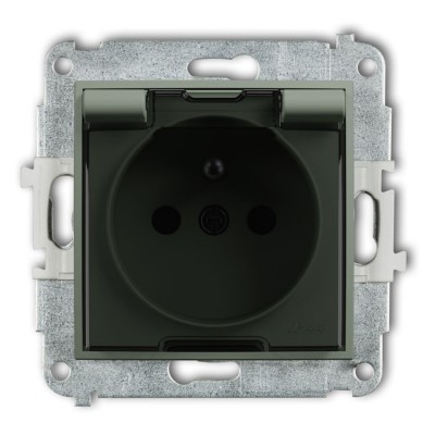 Karlik ICON 61IGPB-1zdp Mechanizm gniazda bryzgoszczelnego z uziemieniem 2P+Z (klapka dymna, przesłony torów prądowych) Szałwiowy