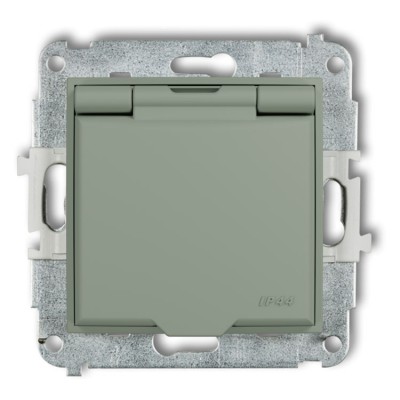 Karlik ICON 61IGPB-1zp Mechanizm gniazda bryzgoszczelnego z uziemieniem 2P+Z (klapka szałwiowa, przesłony torów prądowych) Szałwiowy