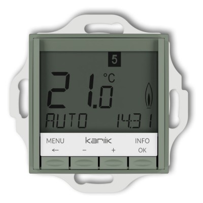 Karlik ICON 61IRT-3.2 Mechanizm uniwersalnego elektronicznego tygodniowego regulatora temperatury (podświetlenie niebieskie) Szałwiowy