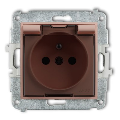 Karlik ICON 62IGPB-1zdp Mechanizm gniazda bryzgoszczelnego z uziemieniem 2P+Z (klapka dymna, przesłony torów prądowych) Łososiowy
