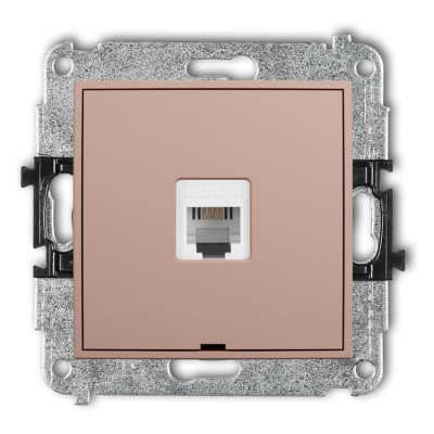 Karlik ICON 62IGTBO-1 Mechanizm gniazda telefonicznego pojedynczego 1xRJ11, 4-stykowy, beznarzędziowe, bez pola opisowego Łososiowy