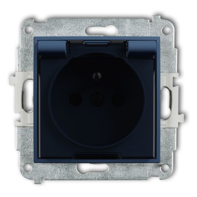 Karlik ICON 64IGPB-1zdp Mechanizm gniazda bryzgoszczelnego z uziemieniem 2P+Z (klapka dymna, przesłony torów prądowych) Navy Blue