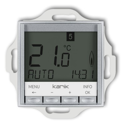 Karlik ICON 7IRT-3.1 Mechanizm uniwersalnego elektronicznego tygodniowego regulatora temperatury (podświetlenie białe) Srebrny Metalik