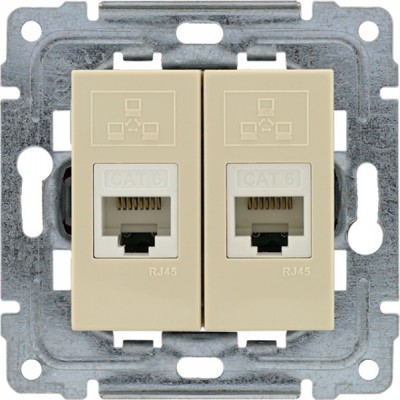 Gniazdo komputerowe podwójne 2xRJ45 kat.5e (Moduł) Krem 450367 Kos DANTE