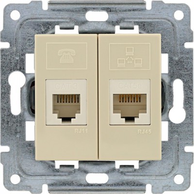Gniazdo teleinformatyczne 1xRJ11 oraz 1xRJ45 kat.5e (Moduł) Krem 450369 Kos DANTE