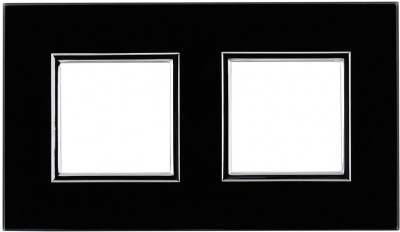Ramka podwójna - Szkło Czarne (Ramka pośrednia: Chrom) Szkło - Black Glass 4509182 Kos DANTE