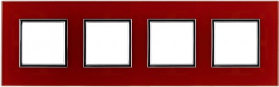 Ramka czterokrotna - Szkło Czerwone (Ramka pośrednia: Chrom) Szkło - Red Glass 4510184 Kos DANTE