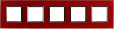 Ramka pięciokrotna - Szkło Czerwone (Ramka pośrednia: Chrom) Szkło - Red Glass 4510185 Kos DANTE