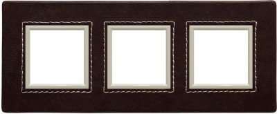 Ramka potrójna - Skóra (Ramka pośrednia: Kremowa) Skóra - Choco 4522583 Kos DANTE