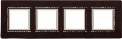 Ramka czterokrotna - Skóra (Ramka pośrednia: Kremowa) Skóra - Choco 4522584 Kos DANTE