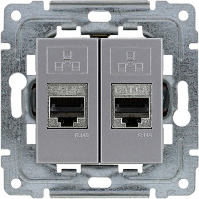 Gniazdo komputerowe podwójne 2xRJ45 kat.6, ekranowane (Moduł) Inox 454168 Kos DANTE