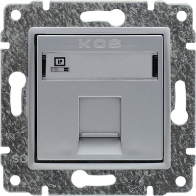 Gniazdo komputerowe pojedyncze 1xRJ45 kat.5e (Moduł) Aluminium 514065 Kos VENA