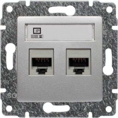 Gniazdo komputerowe podwójne 2xRJ45 kat.5e (Moduł) Aluminium 514067 Kos VENA