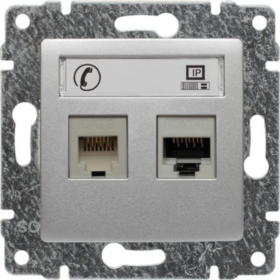 Gniazdo teleinformatyczne 1xRJ11 oraz 1xRJ45 kat.5e (Moduł) Aluminium 514069 Kos VENA