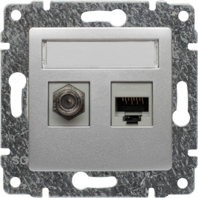 Gniazdo antenowe typu F + Gniazdo komputerowe 1xRJ45 kat.5e (Moduł) Aluminium 514070 Kos VENA