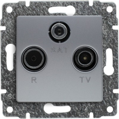 Gniazdo antenowe RTV-SAT przelotowe (Moduł) Aluminium 514077 Kos VENA