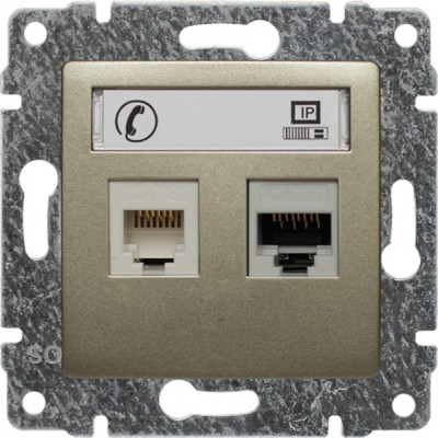 Gniazdo teleinformatyczne 1xRJ11 oraz 1xRJ45 kat.5e (Moduł) Satyna 515069 Kos VENA