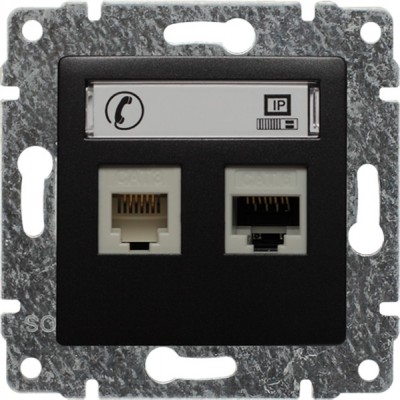 Gniazdo teleinformatyczne 1xRJ11 oraz 1xRJ45 kat.5e (Moduł) Antracyt 516169 Kos VENA