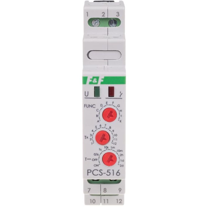 F&F PCS-516UNI Przekaźnik czasowy UNI 8A 12-264V AC/DC na szynę TH35