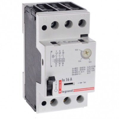 LEGRAND 606810 Wyłącznik silnikowy z wyzwalaczem termicznym i elektromagnetycznym M250 10-16A 230-500V z torem neutralnym N