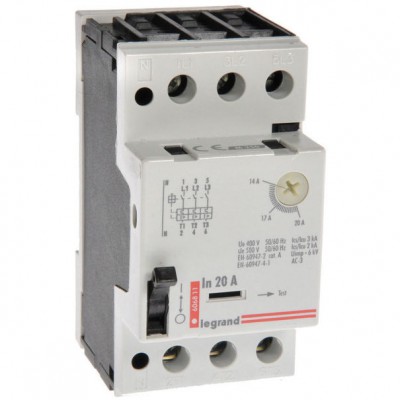 LEGRAND 606811 Wyłącznik silnikowy z wyzwalaczem termicznym i elektromagnetycznym M250 14-20A 230-500V z torem neutralnym N