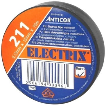 ANTICOR Taśma izolacyjna PCW 211P /15mmx10m/ Czarny