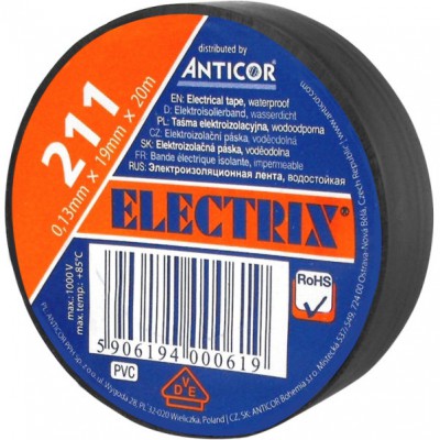 ANTICOR Taśma izolacyjna PCW 211P /19mmx20m/ Czarny