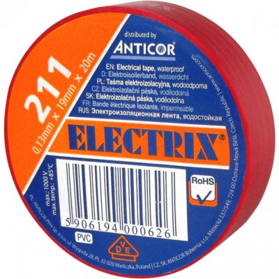 ANTICOR Taśma izolacyjna PCW 211P /19mmx20m/ Czerwony