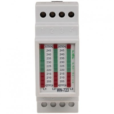 F&F Wskaźnik napięcia 3x 250V+N odczyt 2,5V 3-fazowy zaciski 4mm²